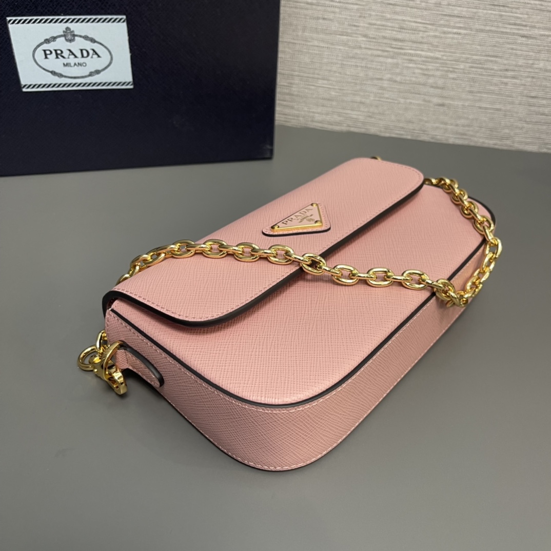 Prada Mini Saffiano Leather Shoulder Bag Handbag Pink 1BD356